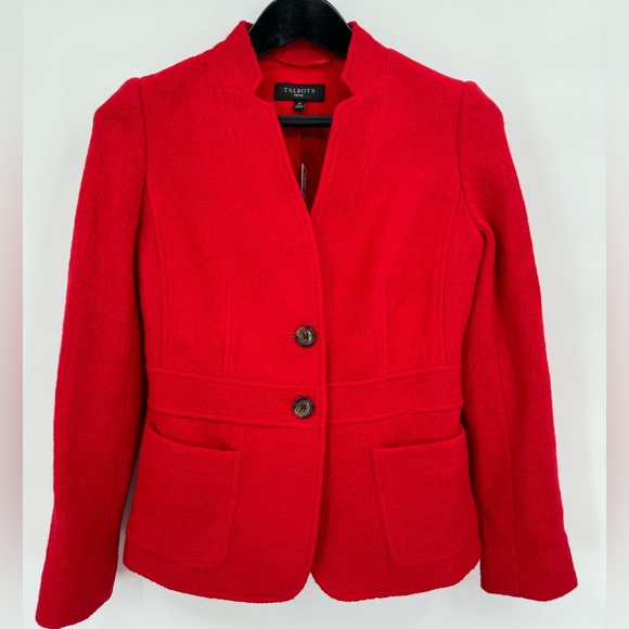Talbots Wool Blend Women’s Blazer NWT size 2P Fitted Red 2 button close‎ lined - Picture 9 of 9